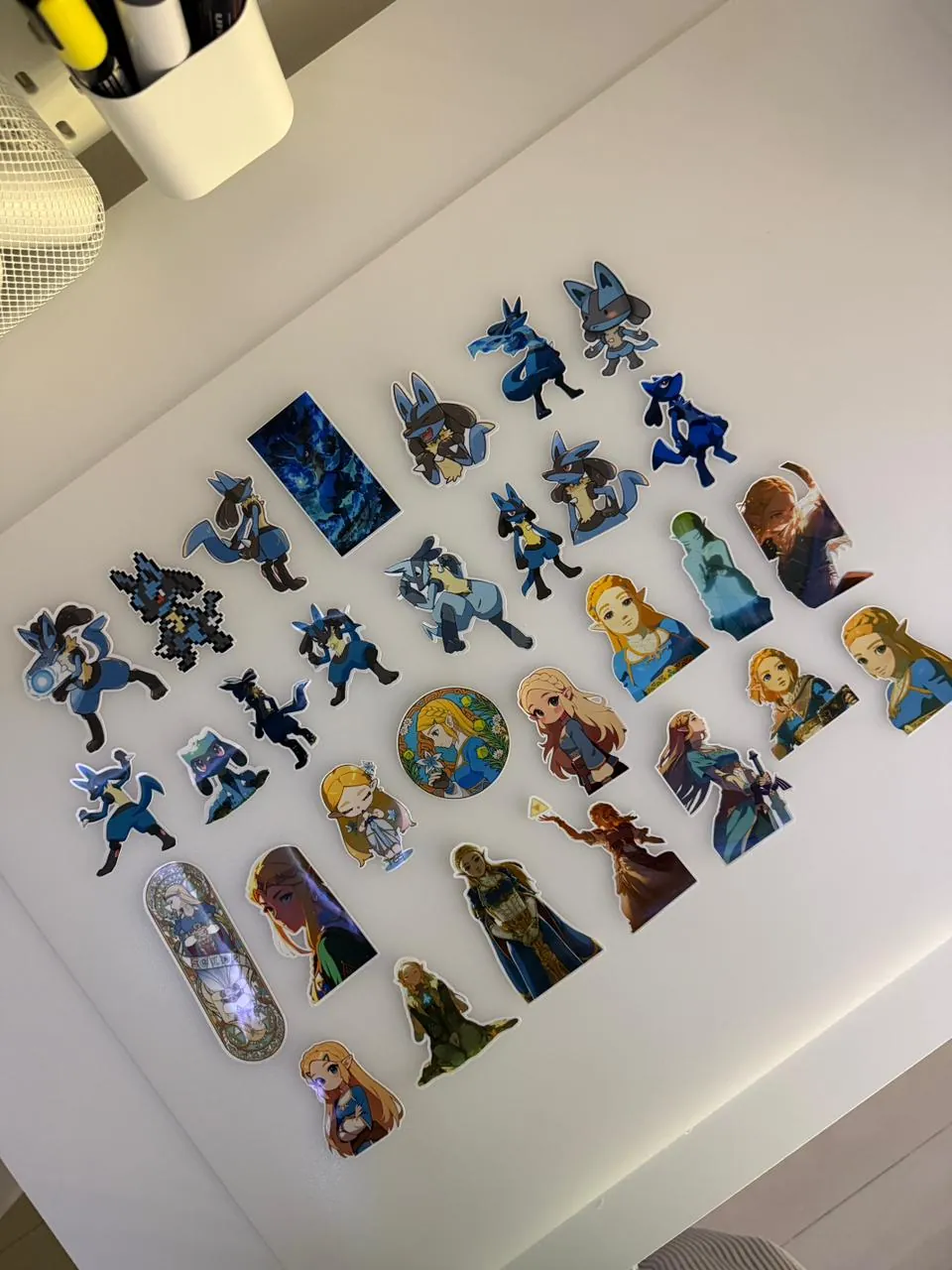 The Legend of Zelda (Zelda, Link) and Pokémon's Lucario stickers on vinyl
